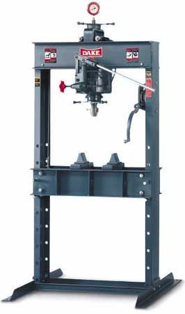 DAKE - HAND OPERATED hydraulic H-FRAMe shop PRESSES  25 TO 150 TONS