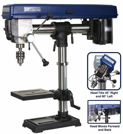 rikon 30-140 34 inch benchtop radial drill press features