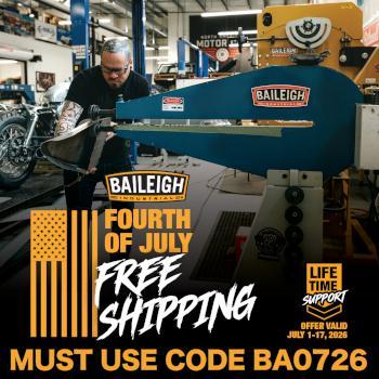 Baileigh free shipping untill July 17th 2026