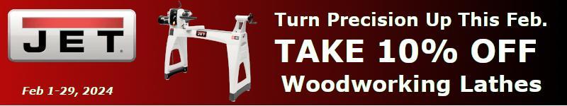 jet woodworking lathe 10 percent off promo banner