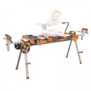 Folding Miter Saw Power Tool Stand with Wheels, Light, Vise, and 4-Outlet 110V Power Strip Pro Portamate PM-7000. Heavy Duty Contractor Grade with Quick Attach Mounts and Plenty of Extra Features