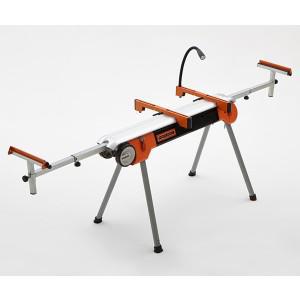 Folding Miter Saw Stand with Wheels Portamate PM-7500. Portable Power Tool Stand with Wheels, LED Light, Quick Tool Mounts, and 4 Outlet 110V Power Strip.