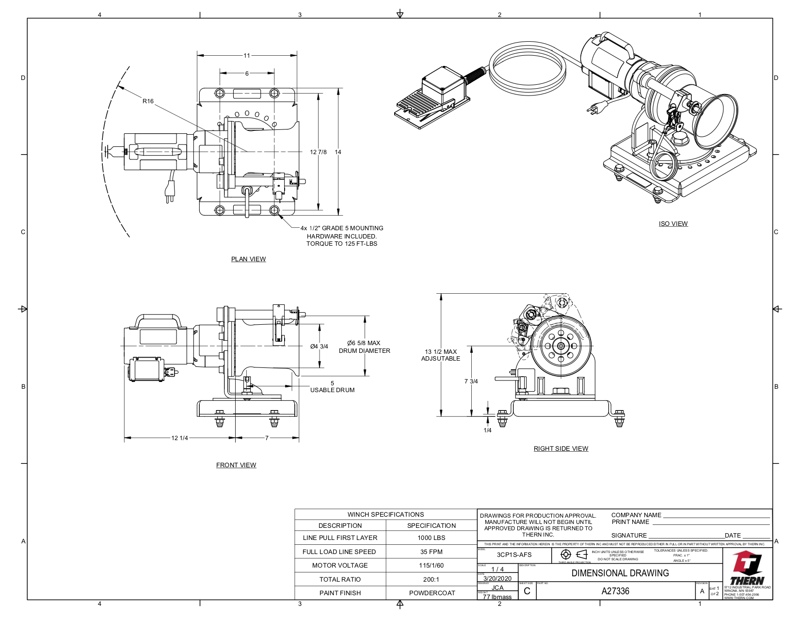 Series 3CP1 Series Capstan Winch