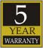 5 year warranty logo